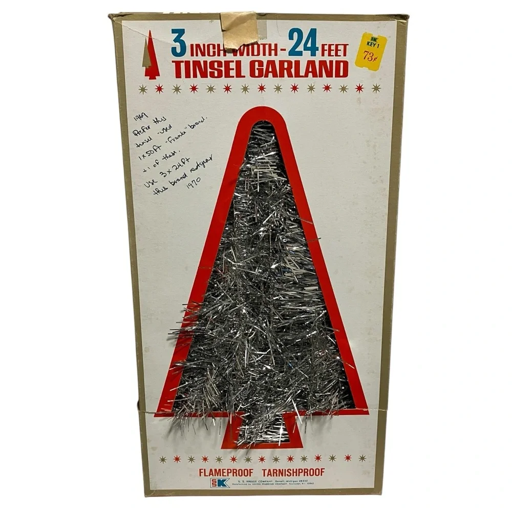 Vintage 60s SS Kresge Co Silver Tinsel Garland 3